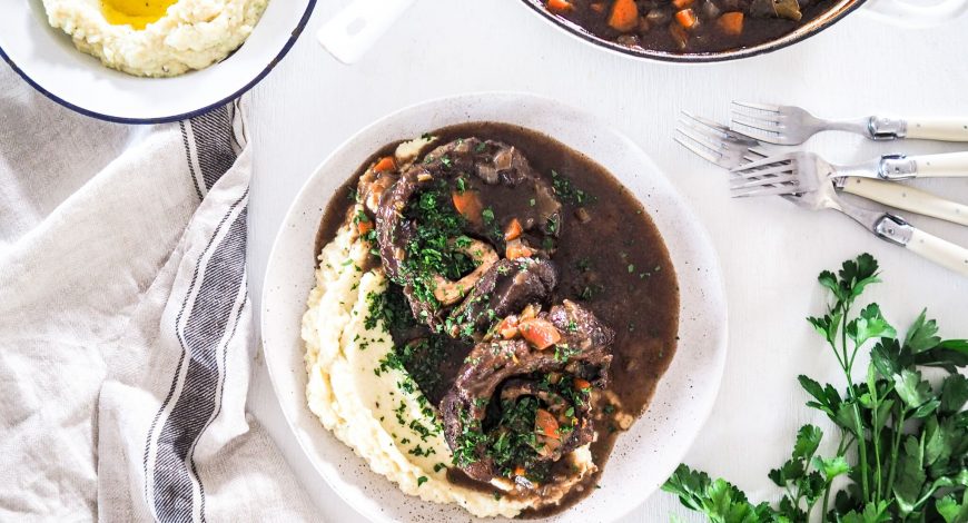 Braised Osso Buco with Dijon Cauliflower Mash