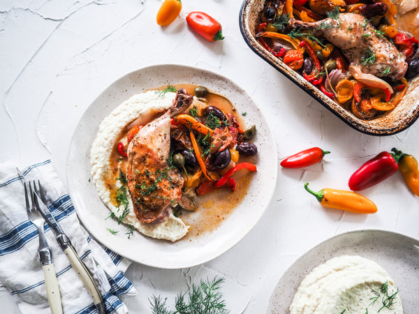 Oven baked Mediterranean Chicken Maryland with Cauliflower Mash - Australian Organic Meat Co